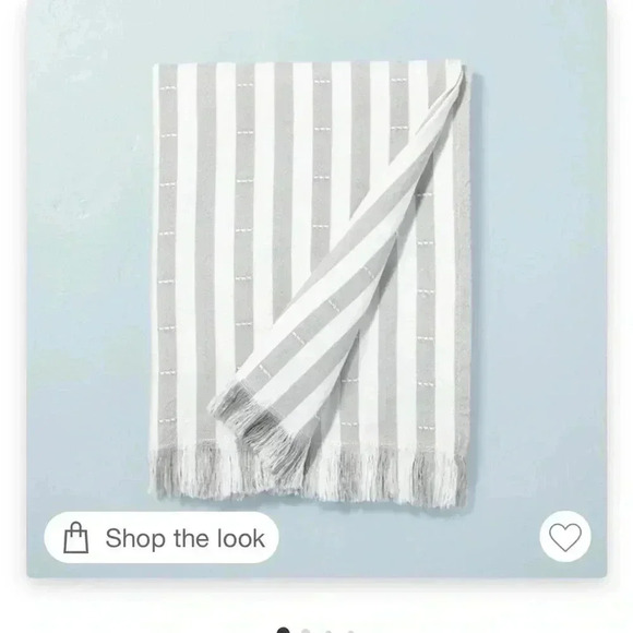 NWT Clipped Stripe Dobby Throw Blanket Gray/Cream - Hearth & Hand with Magnolia - Picture 5 of 5